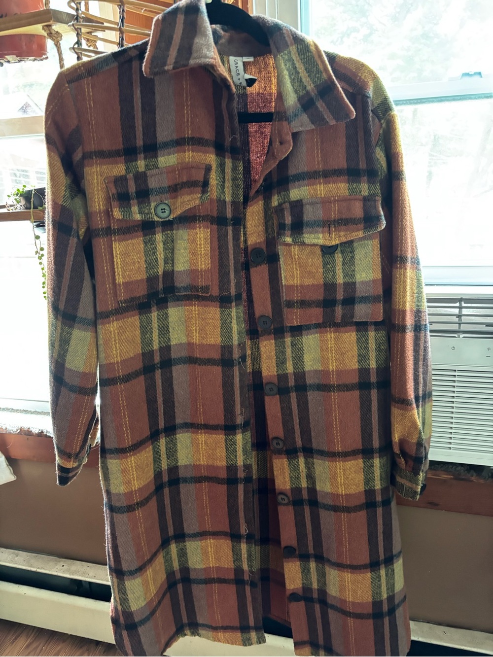 Plaid Shacket Jacket in Rust and Mustard - Grace & Karma